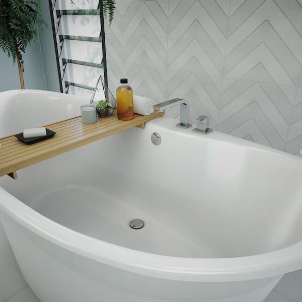 Caribbean 66 in. W x 36 in. D Acrylic Freestanding Bathtub in White - DreamLine BTCB6635HFXXC00