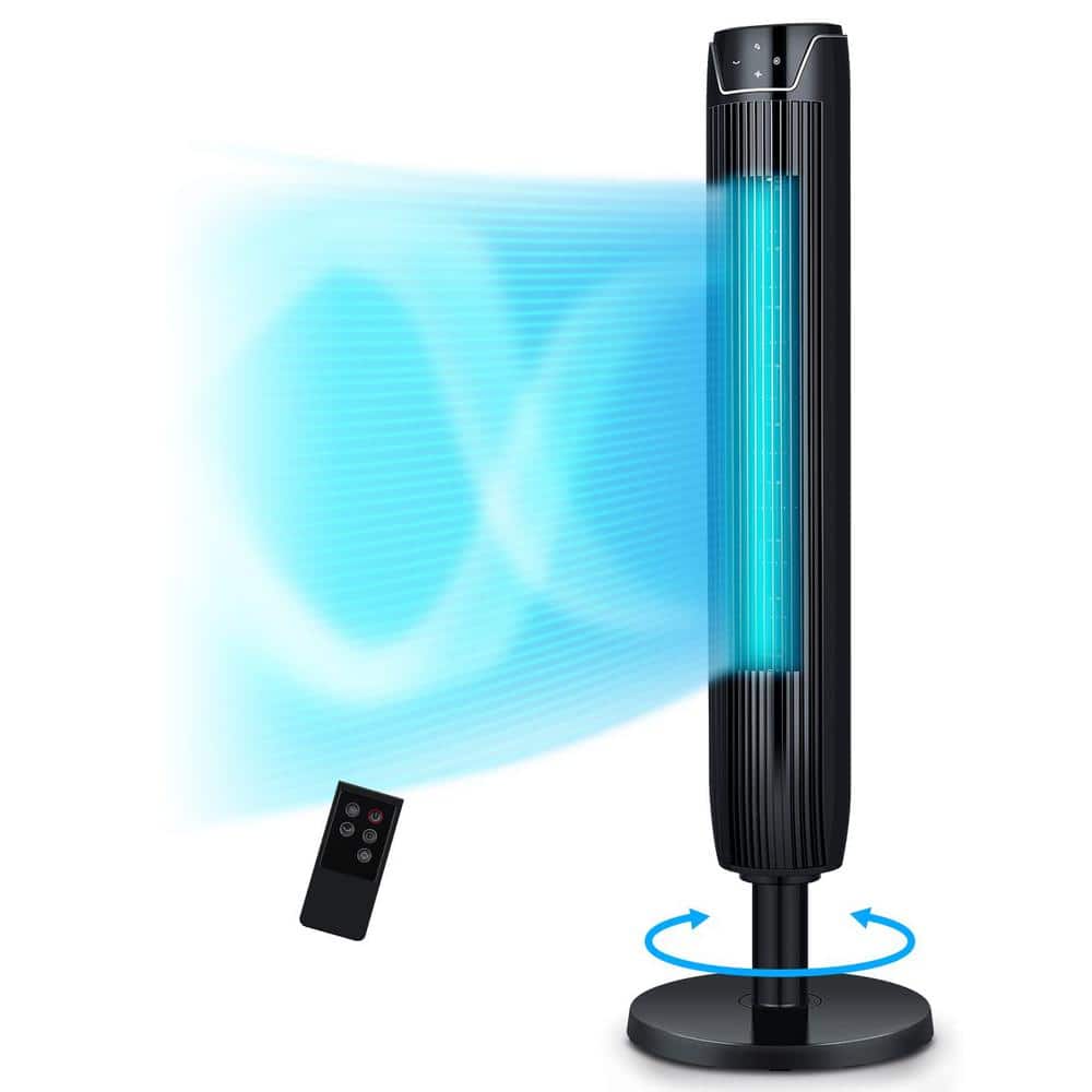 12.8 in. Tower Fan 3 Speed Modes Oscillating Cooling Fans with Remote, Built- in 7Hrs Timer and LED Display in Black price history on PriceWatchPro