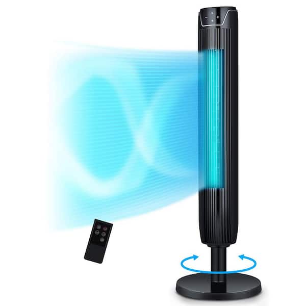 Adrinfly 12.8 in. Tower Fan 3 Speed Modes Oscillating Cooling Fans with Remote, Built- in 7Hrs Timer and LED Display in Black