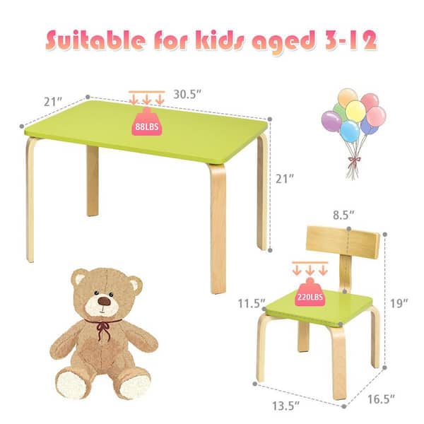 HONEY JOY Kids Table and Chair Set, Dinosaur Shape Children