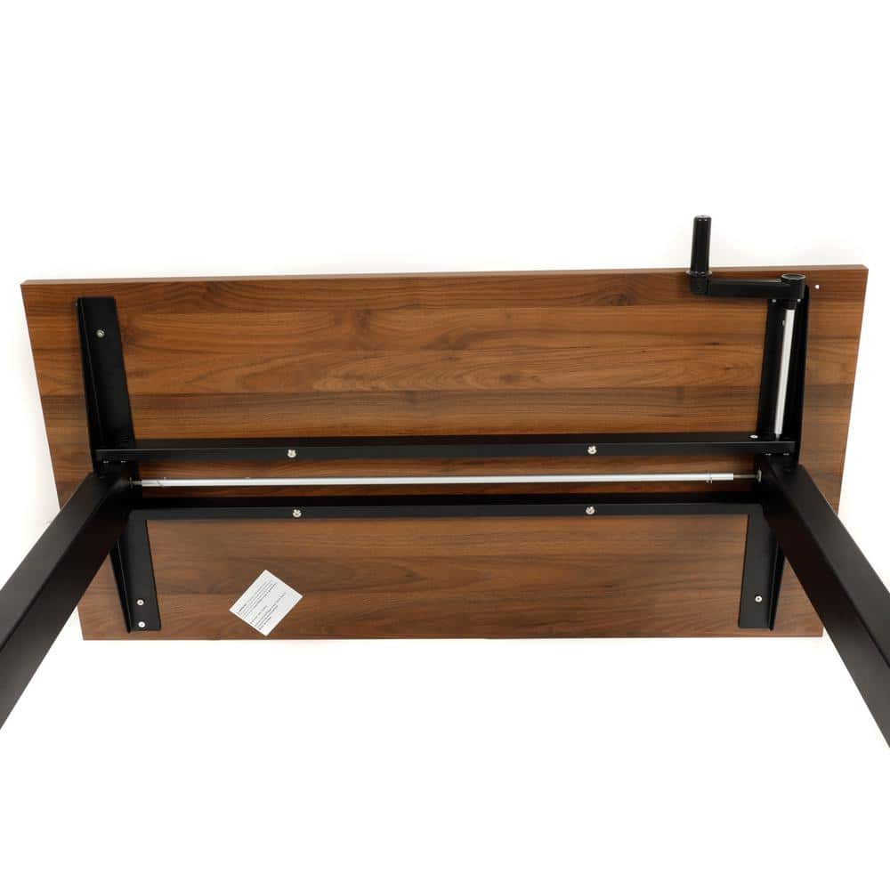 Adjustable Black Metal and Danish Walnut Wood Desk