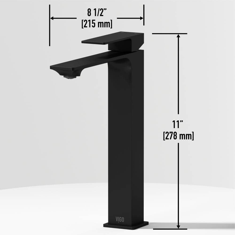 Matte Black Tall Single Handle Vessel Sink Faucet