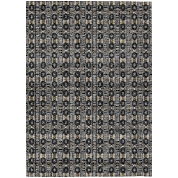 Chantille Machine Washable Indoor/Outdoor Abstract ACN2860 Black 10 ft. x 14 ft. Area Rug