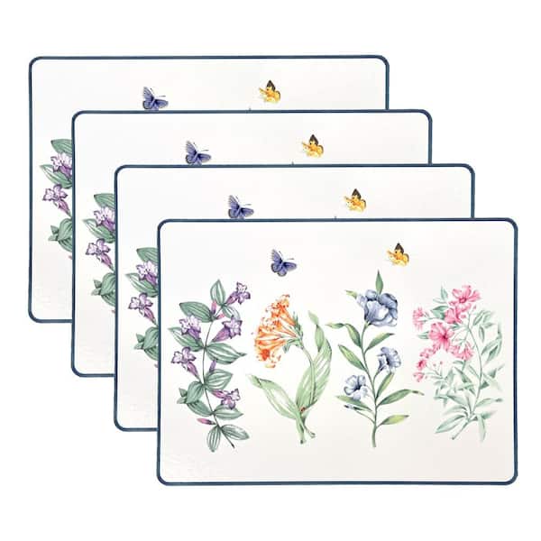 Lenox Butterfly Meadow Garden Cork Placemats, Set of 4, Multicolor - 12"W x 16"L