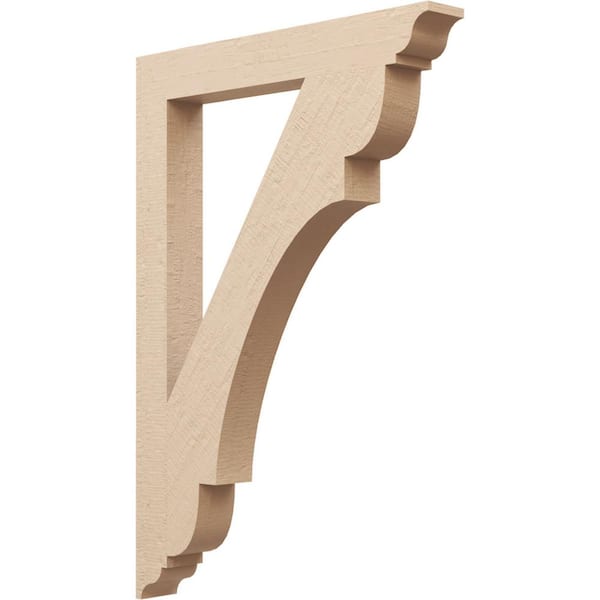 Ekena Millwork 3.5 in. x 40 in. x 28 in. Olympic Traditional Rough Cedar Woodgrain Timberthane Polyurethane Bracket, Primed Tan