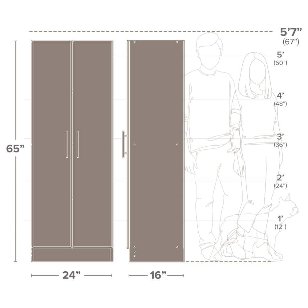 White Tall Storage Cabinet with Adjustable Shelves