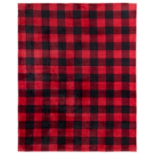 Red/Black Plaid Polyester Throw Blanket
