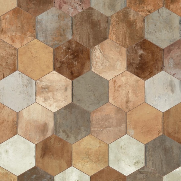 Merola Tile Terre Hex Rosso 9-7/8 in. x 11-3/8 in. Porcelain Floor and Wall Tile (10.2 sq. ft./Case)
