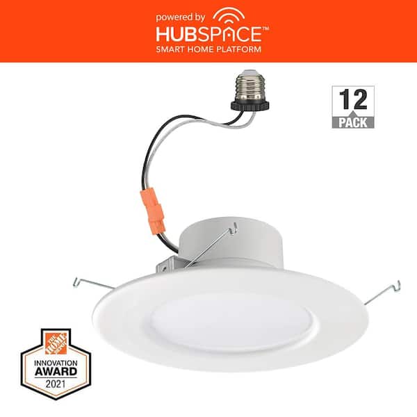 5/6 in. SMART Integrated LED Recessed Light Trim Wireless Powered by Hubspace Adjustable CCT New Construction (12-Pack)