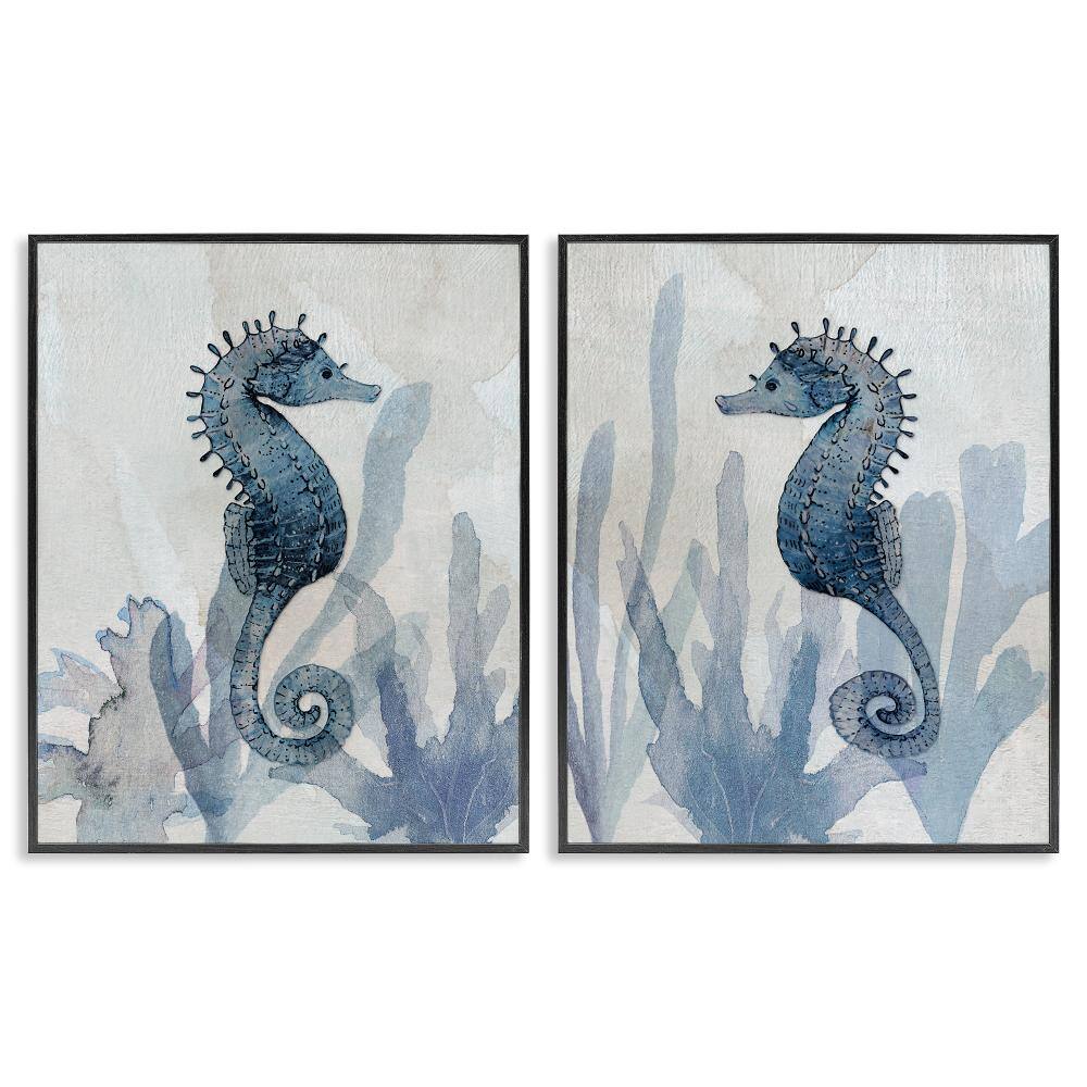 Impressions of Seahorses 2 Piece Black Framed Giclee Art Set, design by Susan Jill price history on PriceWatchPro