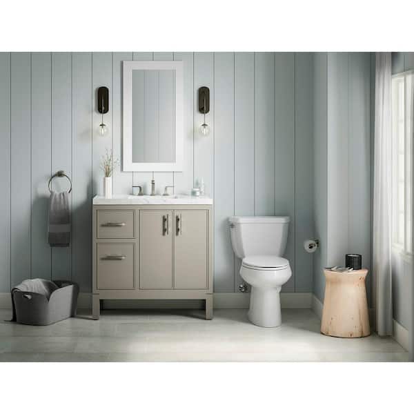 KOHLER Rubicon 36 in. W x 22 in. D x 35 in. H Single Sink Freestanding Bath Vanity in Mohair Grey with Stone Top