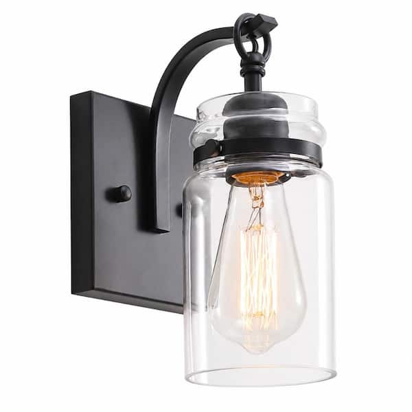Set of 2 Oil Rubbed Bronze Standard Light Bulb Fixtures Plug In Wall Sconces with Clear Glass Shades
