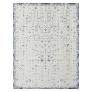 Melody Blue/Gray 2 ft. 8 in. x 3 ft. 10 in. Contemporary Power-Loomed Border Rectangle Area Rug