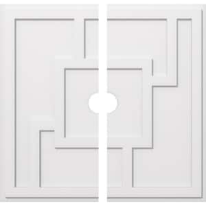 1 in. P X 13-1/4 in. C X 38 in. OD X 4 in. ID Knox Architectural Grade PVC Contemporary Ceiling Medallion, Two Piece