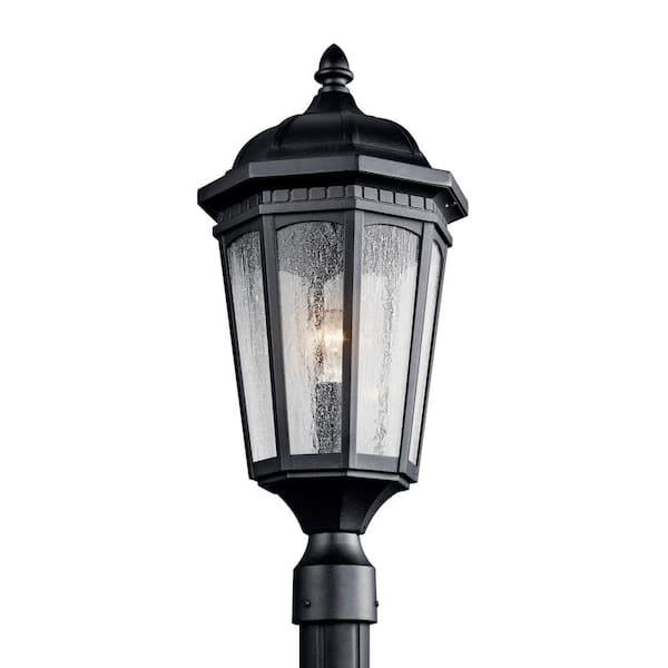 Courtyard 1-Light Textured Black Aluminum Hardwired Waterproof Outdoor Post Light with No Bulbs Included (1-Pack)
