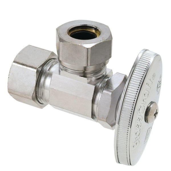 BrassCraft 1/2 in. Compression Inlet x 7/16 in. and 1/2 in. Slip-Joint Outlet Multi-Turn Angle Valve