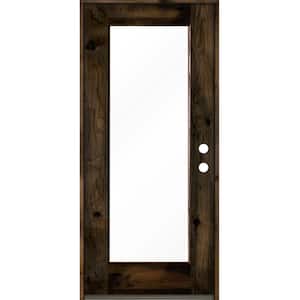 36 in. x 80 in. Rustic Knotty Alder Full-Lite Left-Hand/Inswing Clear Glass Black Stain Single Wood Prehung Front Door