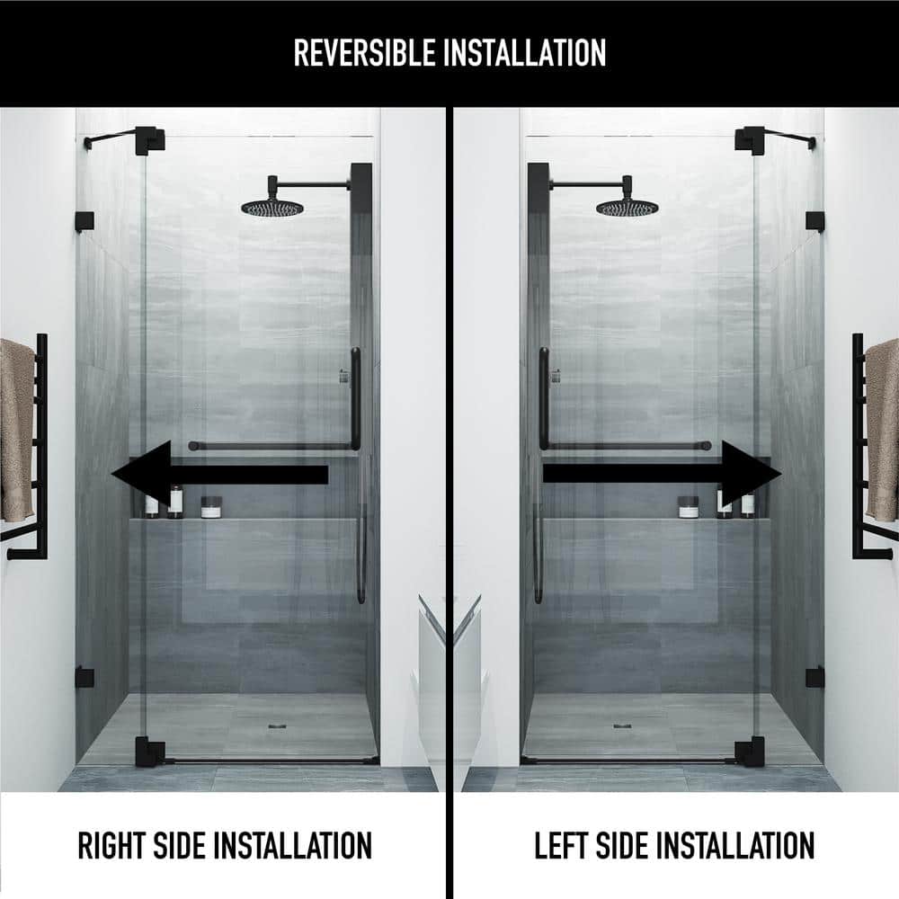Pirouette 36-48" Adjustable Frameless Pivot Shower Door with Clear Glass