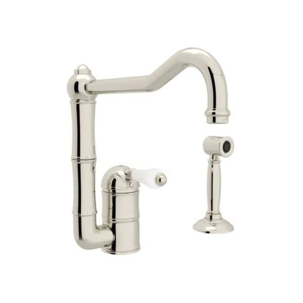 ROHL Italian Kitchen Single-Handle Standard Kitchen Faucet with Sidespray in Polished Nickel