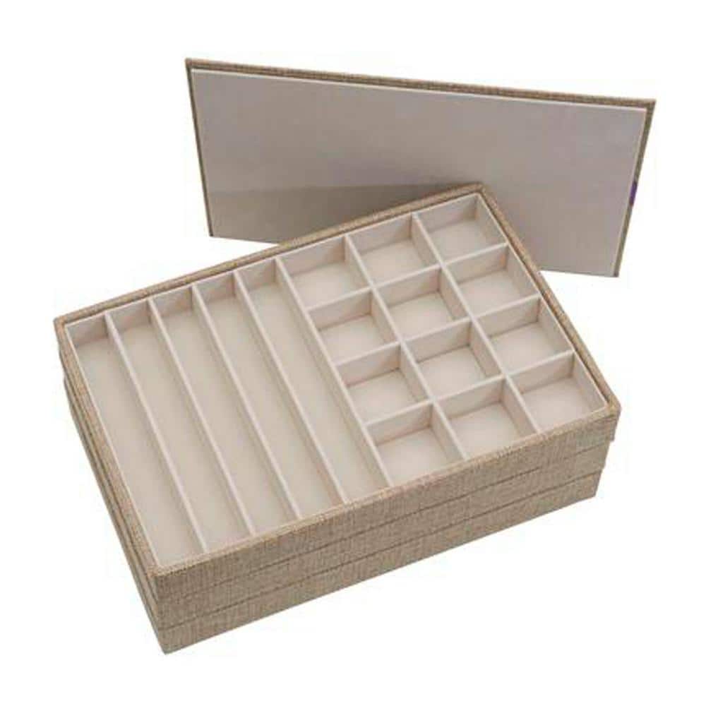 Silver Stackable Jewelry Trays with Felt Interior, Set of 3