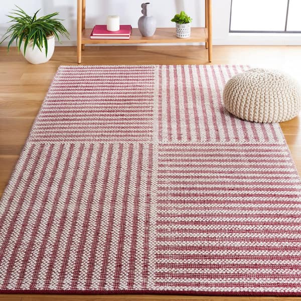 Natura 6 ft. x 9 ft. Ivory/Red Striped Abstract Area Rug