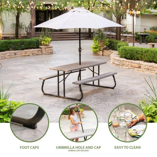 Lifetime 72 in. Bronze Sand Rectangle Steel Frame Picnic Table in