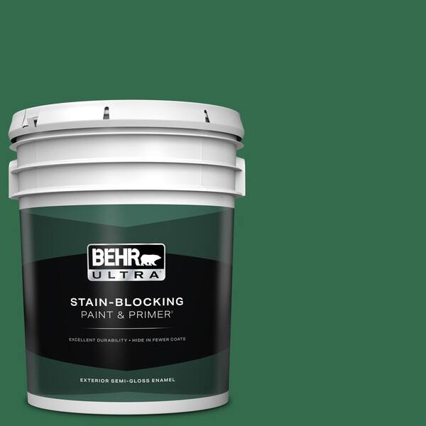 BEHR ULTRA 5 gal. #S-H-460 Chopped Chive Semi-Gloss Enamel Exterior Paint & Primer