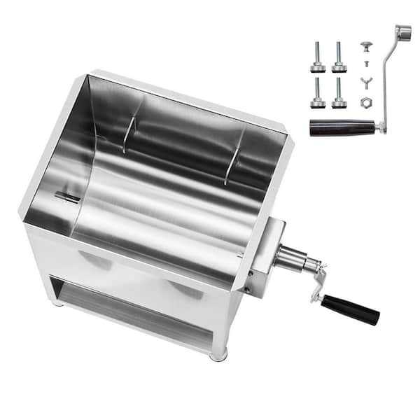 Stainless Steel 30L Fixed Tank 60LBS Manual Meat Mixer with Lid Handle Gear Reducer