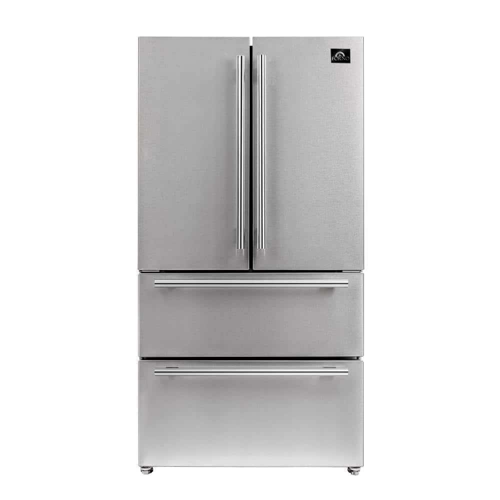 Forno Moena 36 in. 19.2 cu. ft. French Door Refrigerator with Ice Maker in Stainless Steel, Silver