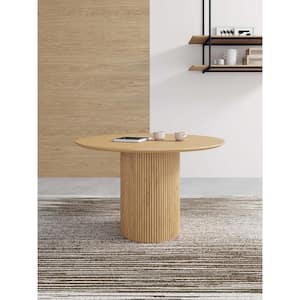Hathaway Modern Nature Solid Wood 47.24 in. Round Pedestal Dining Table Seats 4