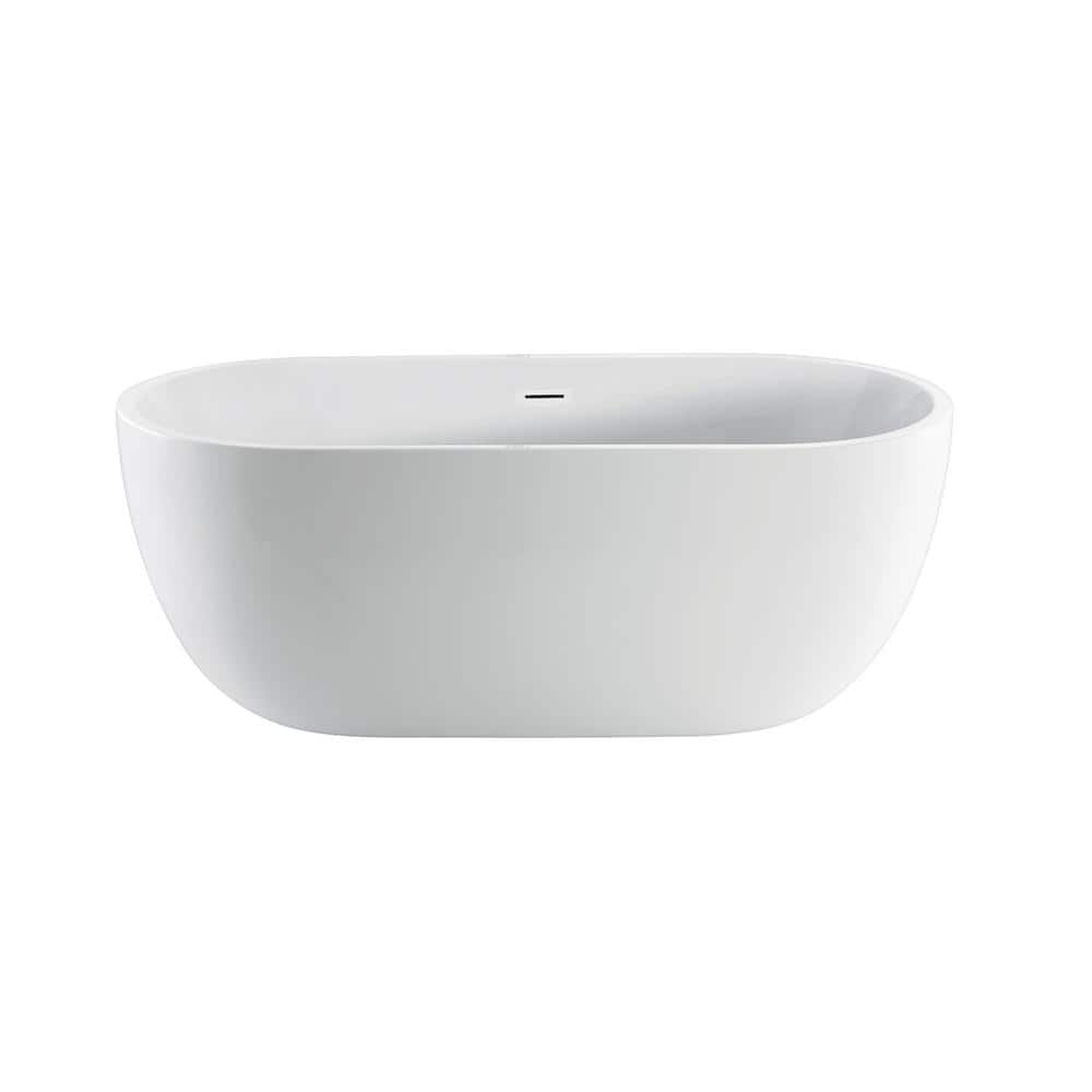55.5'' White Acrylic Freestanding Soaking Bathtub
