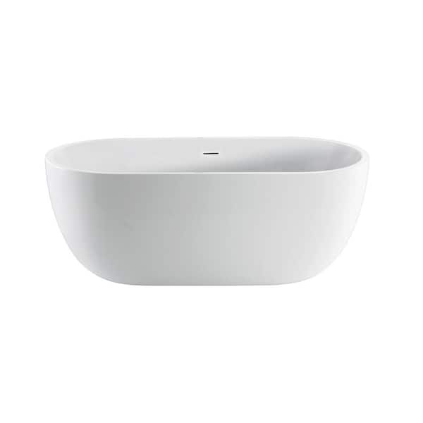 Barclay Products Pan 56 in. Acrylic Flatbottom Non-Whirlpool Bathtub in White with No Holes and Integral Drain