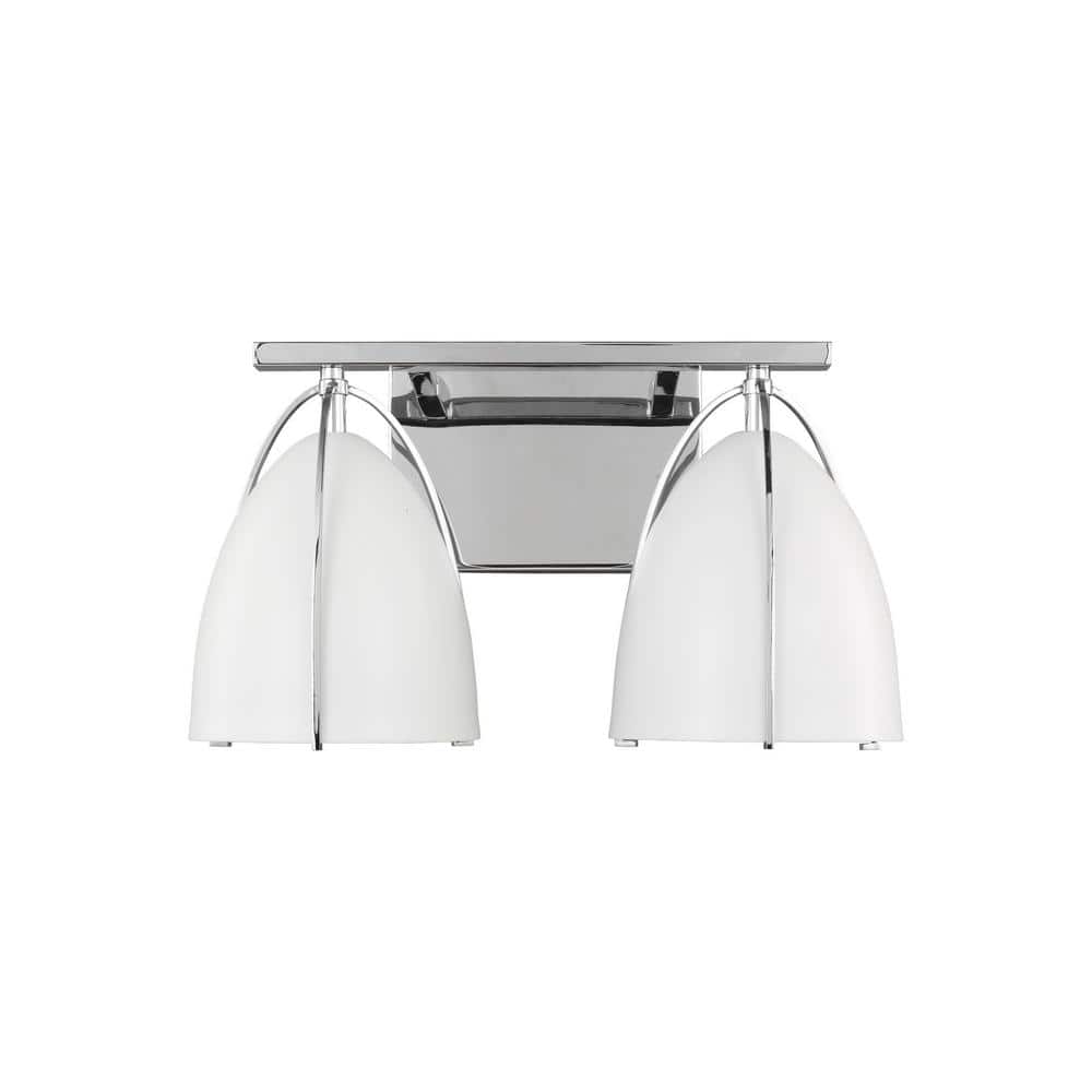 Bentlee Chrome and White Steel 2-Light Vanity Light