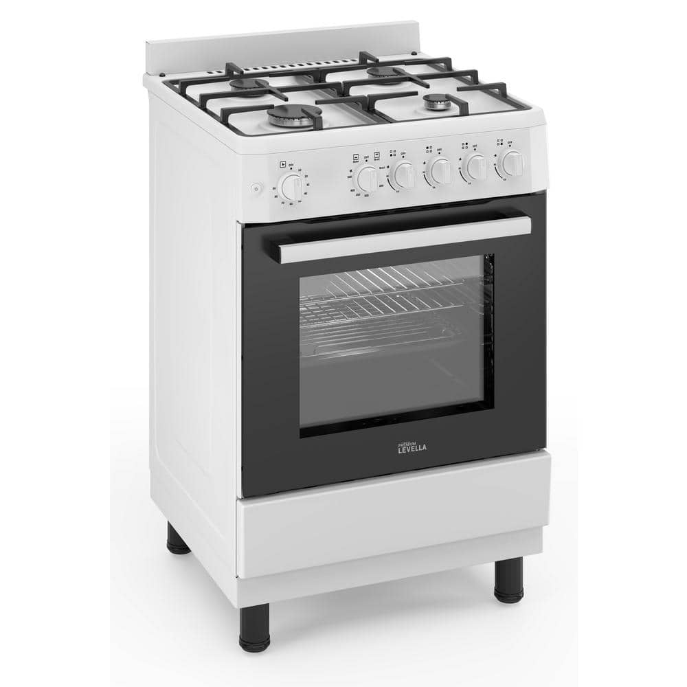 Premium White Freestanding Gas Range with 4 Burners and Oven