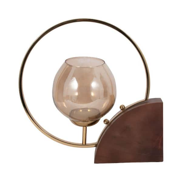Liv & Skye 17 in. Gold Metal Half-Ring Candle Holder