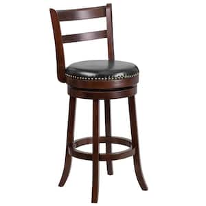 30 in. Black and Cappuccino Swivel Cushioned Bar Stool
