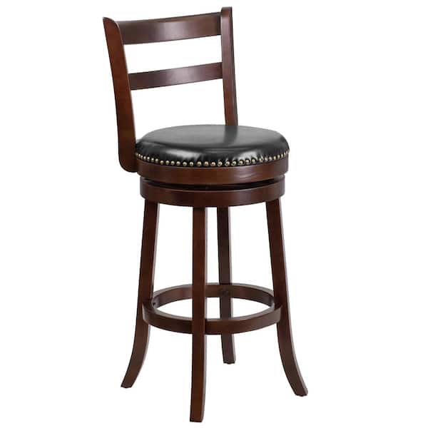 Flash Furniture 30 in. Black and Cappuccino Swivel Cushioned Bar Stool