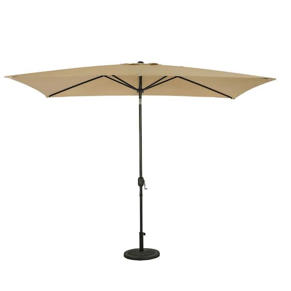 Bimini 6.5 ft. x 10 ft. Polyester Rectangle Market Patio Umbrella in Champagne