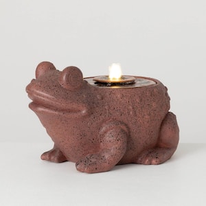 10.5 in. Copper Finished Frog Fountain, Resin