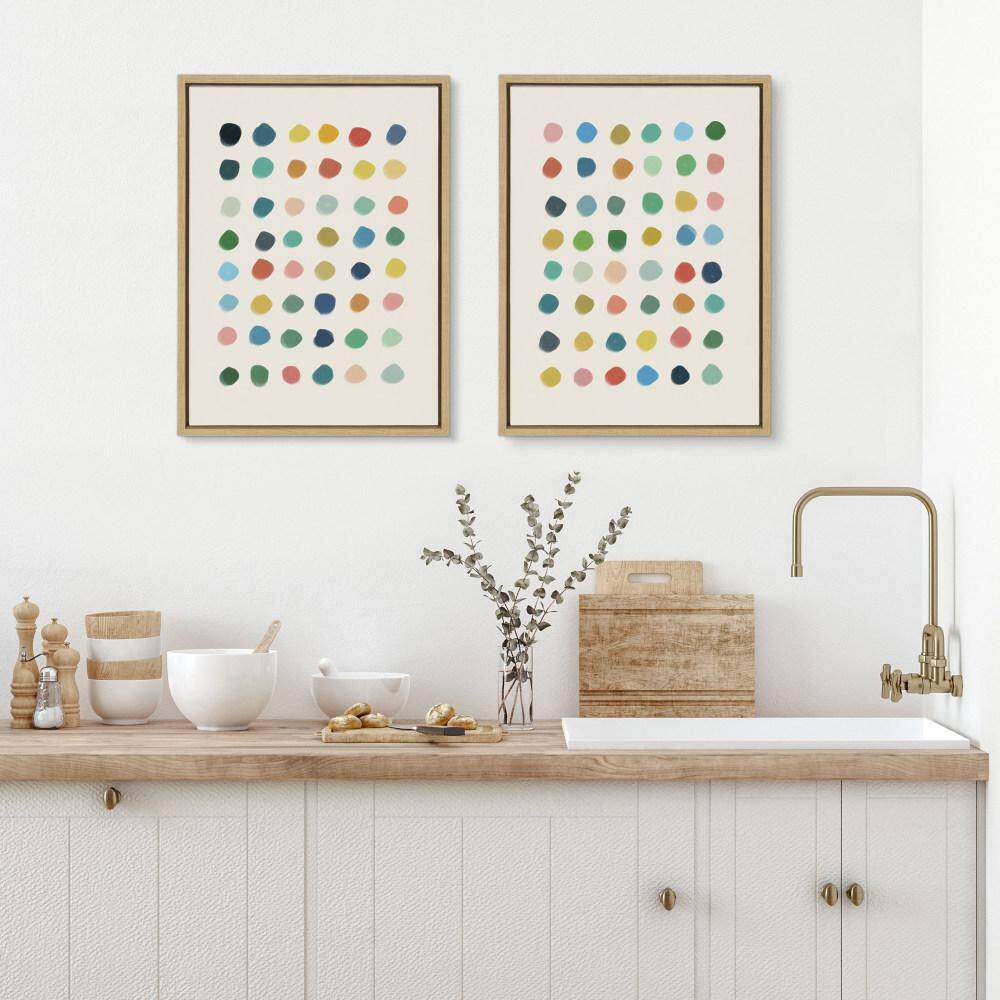 Colorful Abstract Polka Dot Framed Canvas Wall Art Set