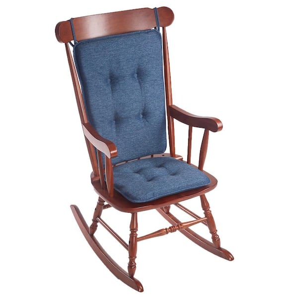 Klear Vu Embrace Blue Tufted Rocking Chair Cushion Set with Gripper Back and Ties