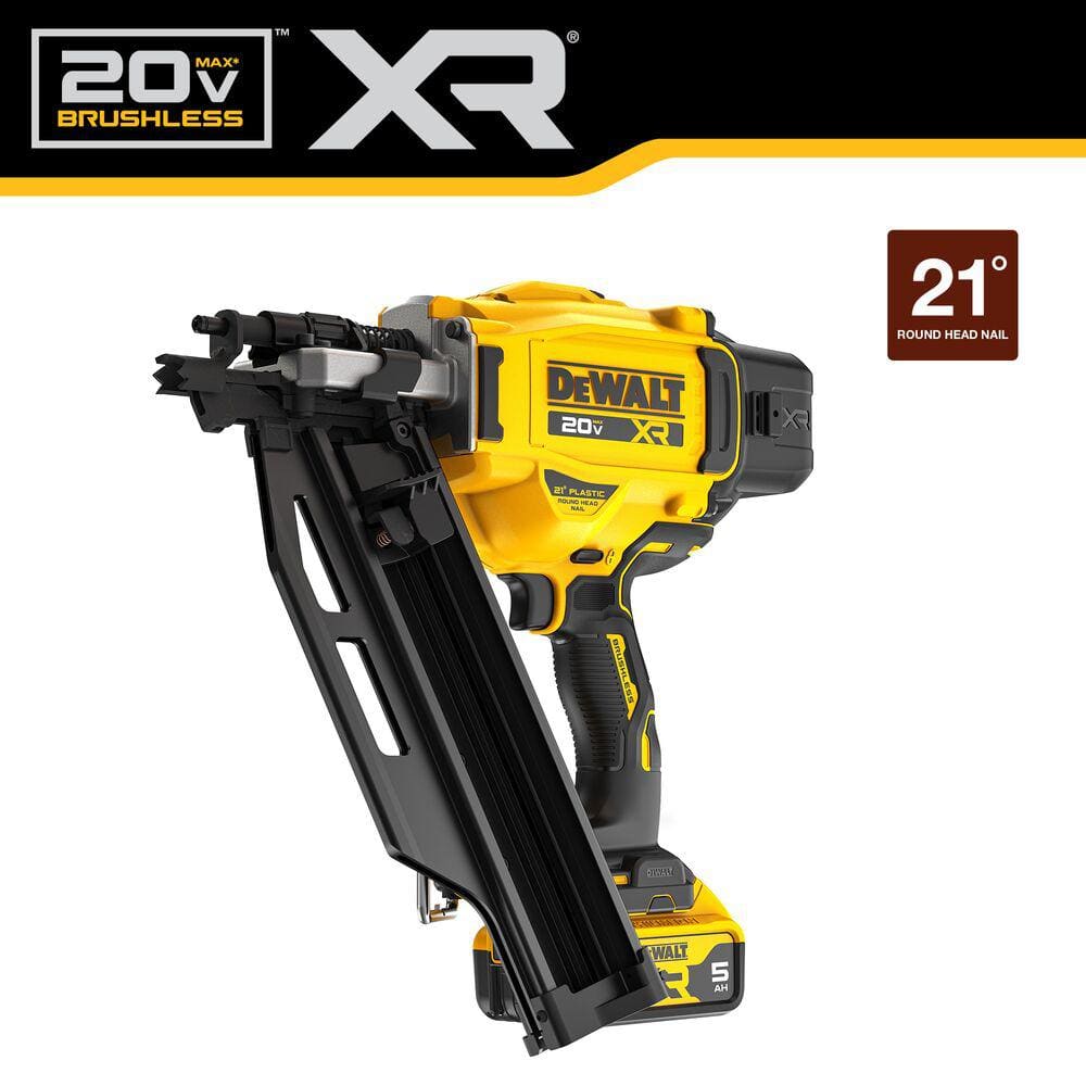 DEWALT 20-Volt 21° Cordless Framing Nailer Kit with 5.0 Ah Lithium-Ion Battery and Charger