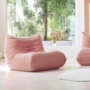 34.25 in. Comfy Lazy Floor Sofa Mohair Teddy Velvet Bean Bag Bedroom Living Room Armless Foam-Filled Thick Couch, Pink
