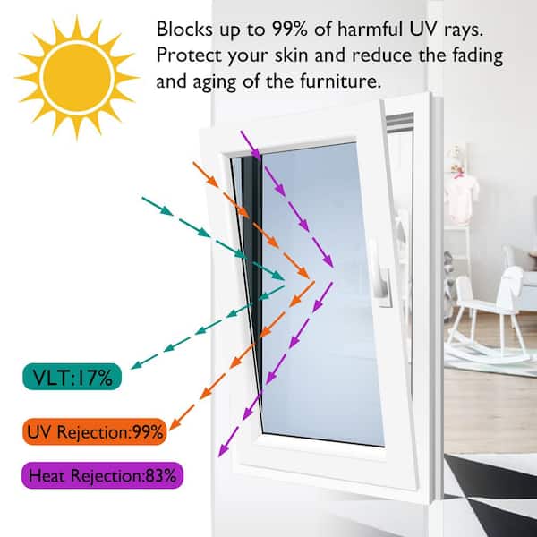 HIDBEA 23.6 in. x 6.5 ft. Adhesive Sun Blocking Privacy Window Film, Black  VC-TJ30-60200-65 - The Home Depot