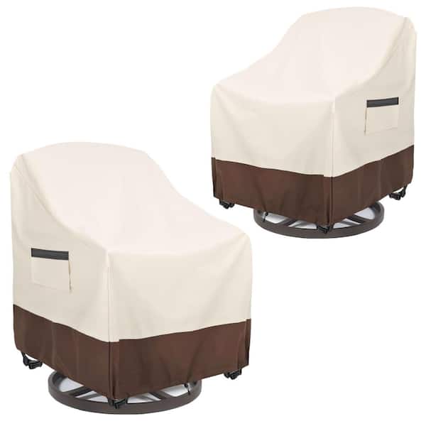 2 Pack Outdoor Swivel Chair Covers Waterproof, Heavy Duty Swivel Chair Cover, 30"W x 34"D x 36"H, Beige & Brown