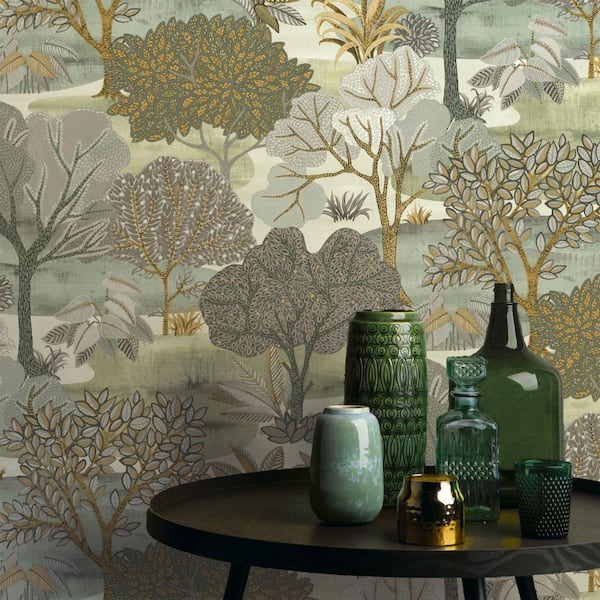 Allure Forest Moss Wallpaper Sample
