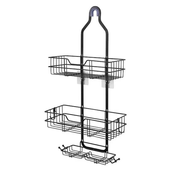 Shower Caddy Hanging Shelf with Hooks Suction Cups Stainless Steel Hanging  Door Shower Rack Rustproof Hanging Shower Caddy Rack