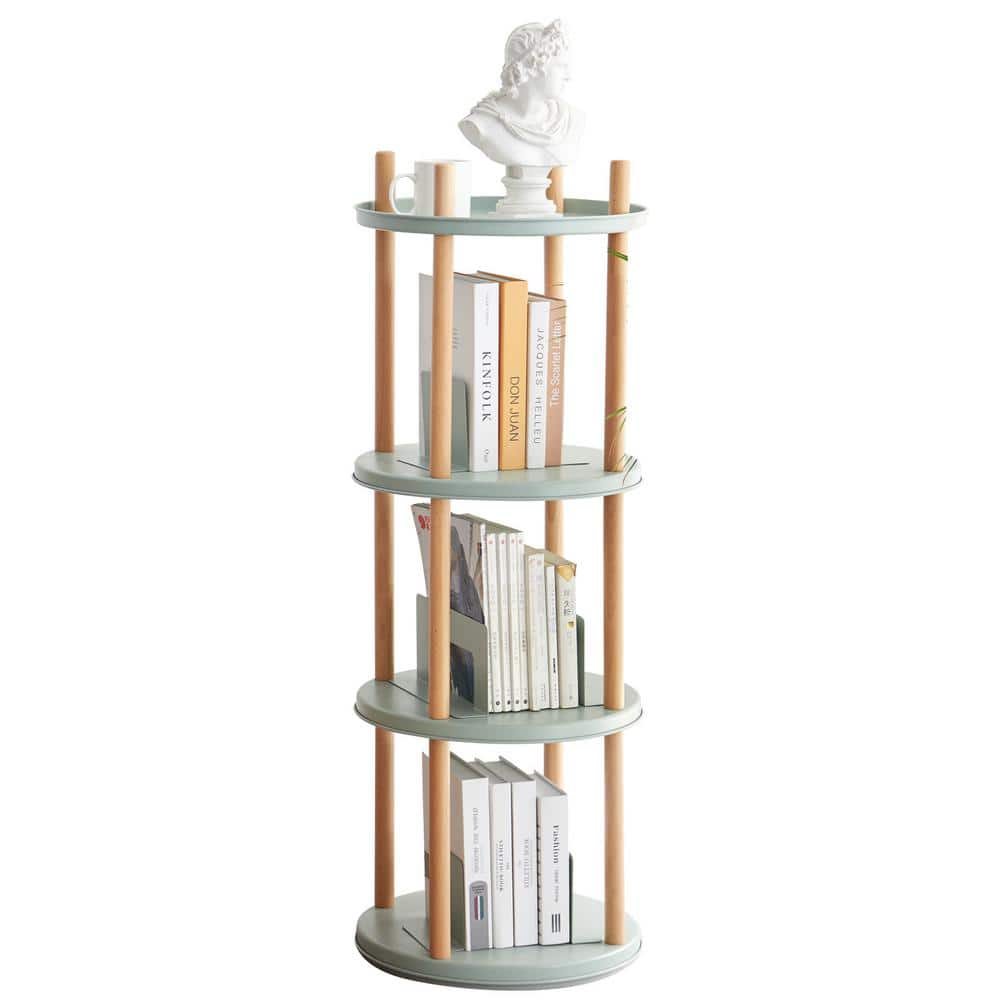 16.69 in. Wide Blue Adjustable 4-Tier Bookcase W/Large-Capacity Storage ...