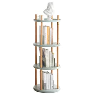 16.69 in. Wide Blue Adjustable 4-Tier Bookcase W/Large-Capacity Storage Space Bookshelf Rotating Storage Shelf