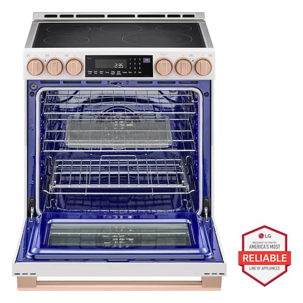 STUDIO 6.3 cu. ft. SMART Slide-In Electric Range in Essence White with Instaview, ProBake, Air Fry and Air Sous Vide